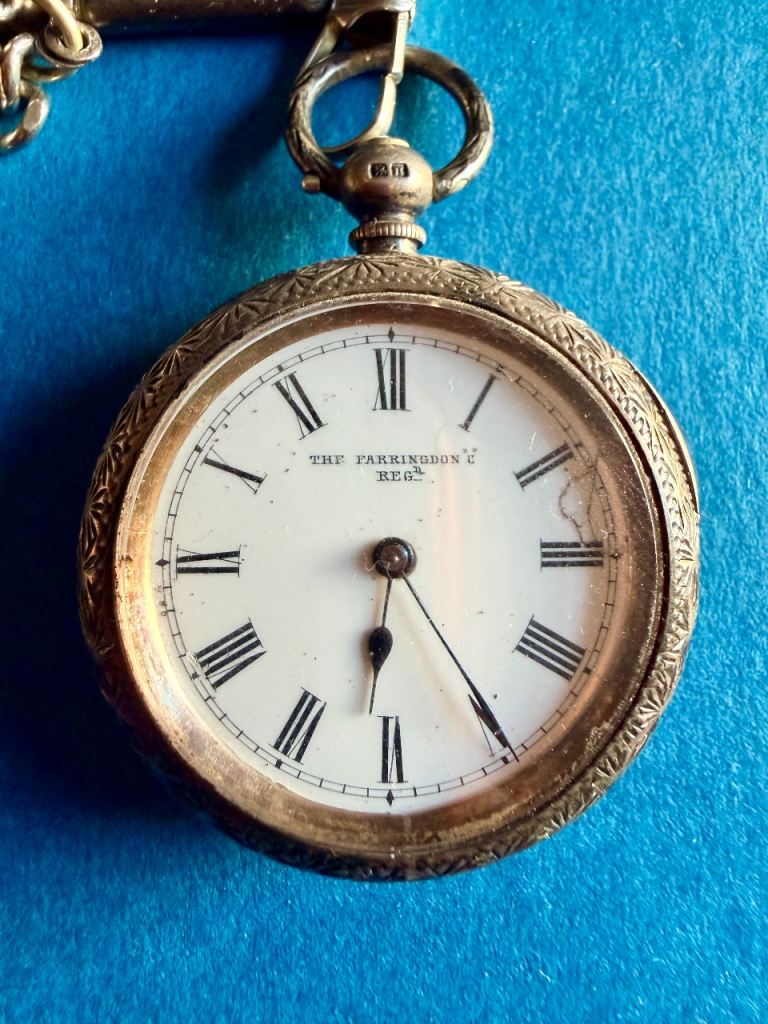 Victorian 1884 Farringdon Silver Pocket Watch + Rare 1747 George II Shilling – Unique Time Capsule