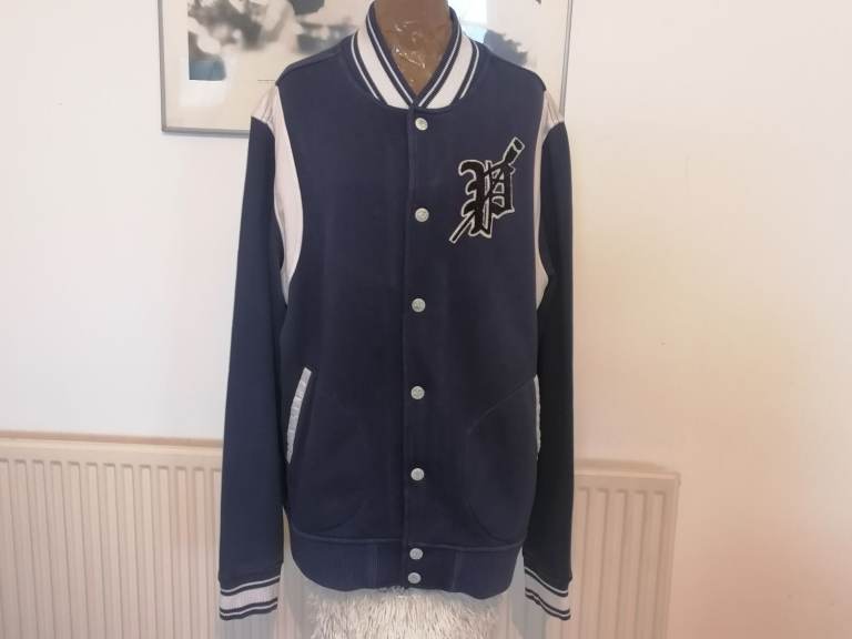 POLO RALPH LAUREN Varsity Baseball Mens Jacket. Blue & White. Ex Cond. Size :XL 
