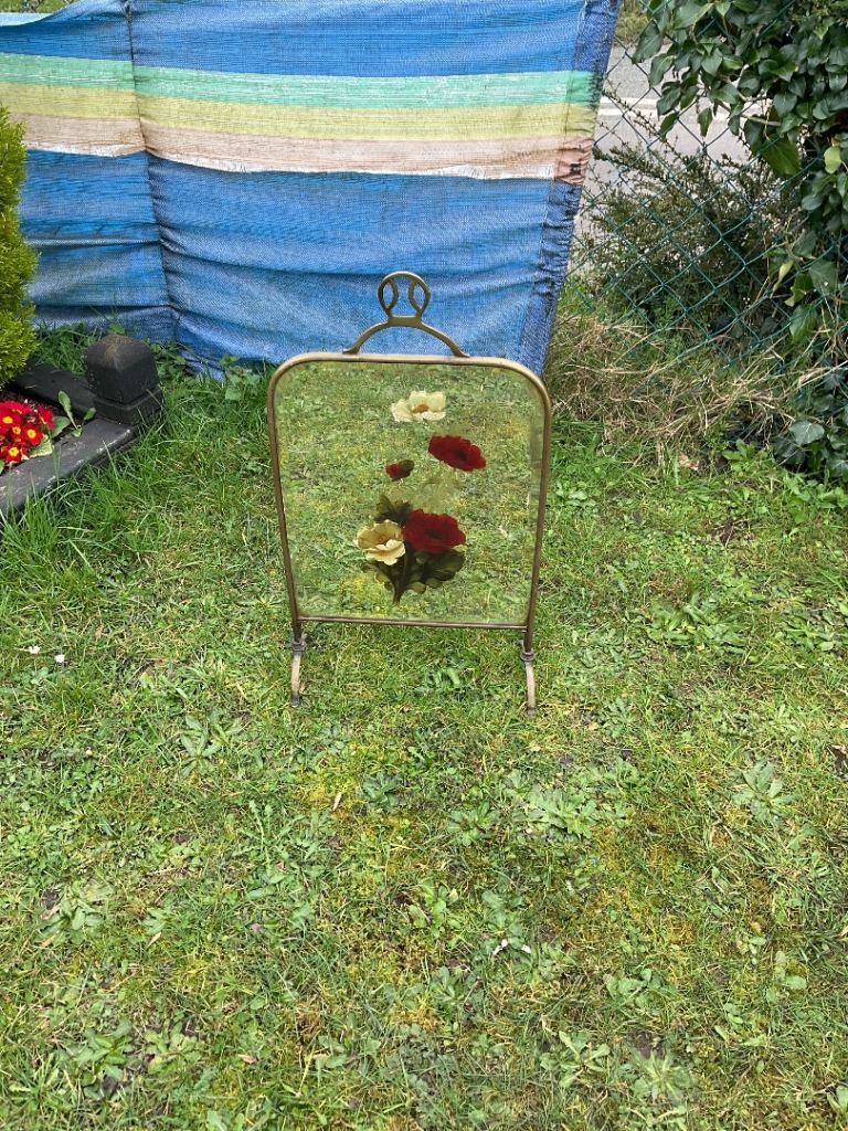 Vintage Brass Mirrored Front Firescreen/Guard