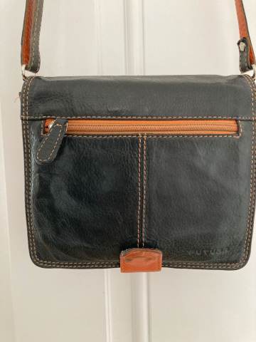 Futura Genuine Leather Cross Body Shoulder Utility Handbag – Black
