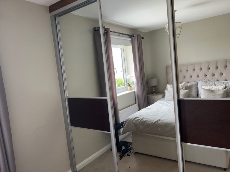  3 Sliding Wardrobe Doors with Silver Frames