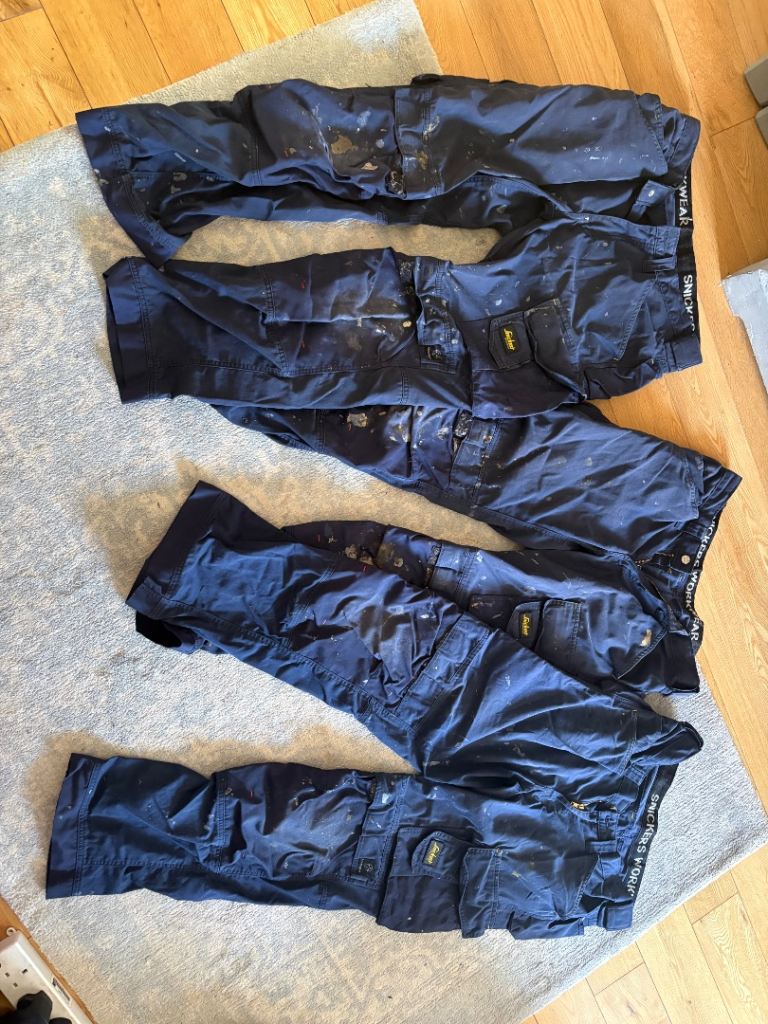 Job Lot: 3 Pairs Snickers Work Trousers - Navy Blue, Fair Condition