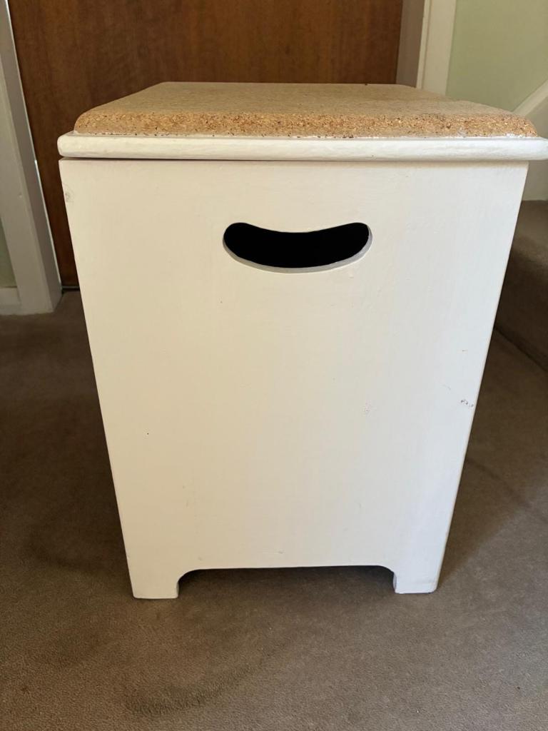 White Wooden Storage Box / Laundry Hamper with Lid