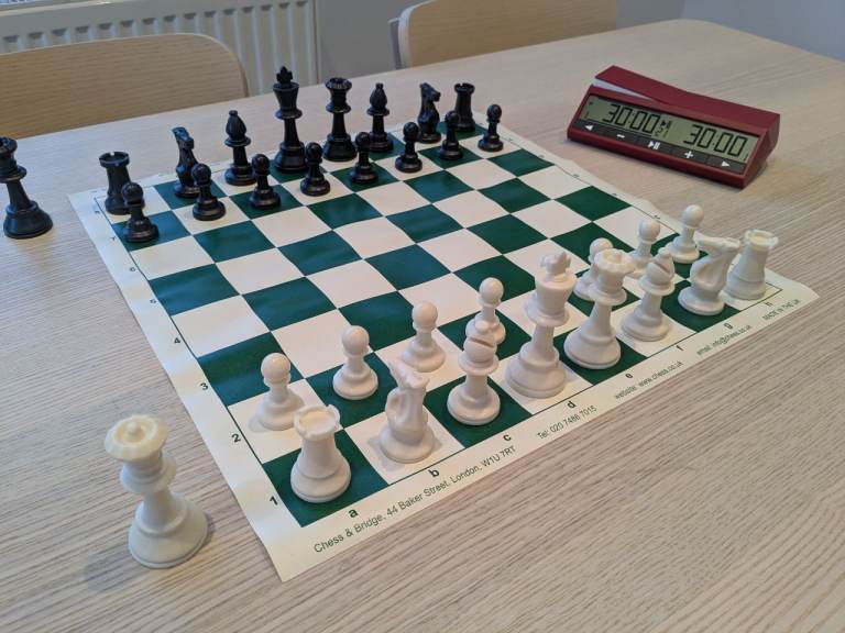 Chess Set - Weighted Pieces, Vinyl Board, Official FIDE Clock and Carry Bag
