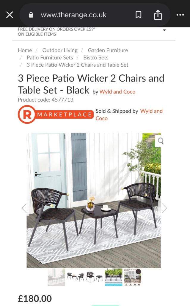 Summer is here!! 3 Piece Patio Wicker 2 Chairs and Table Set - Black