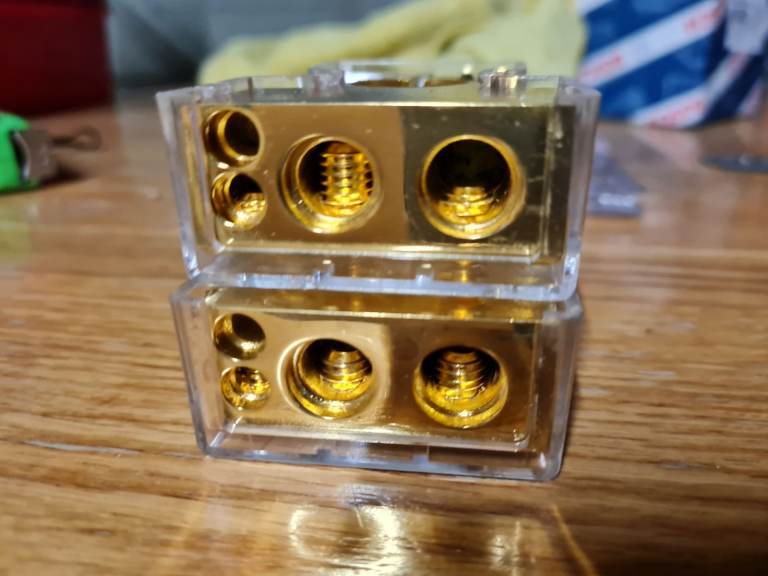 1pair 2 4 8 Awg Gauge Gold Car Battery Terminal 