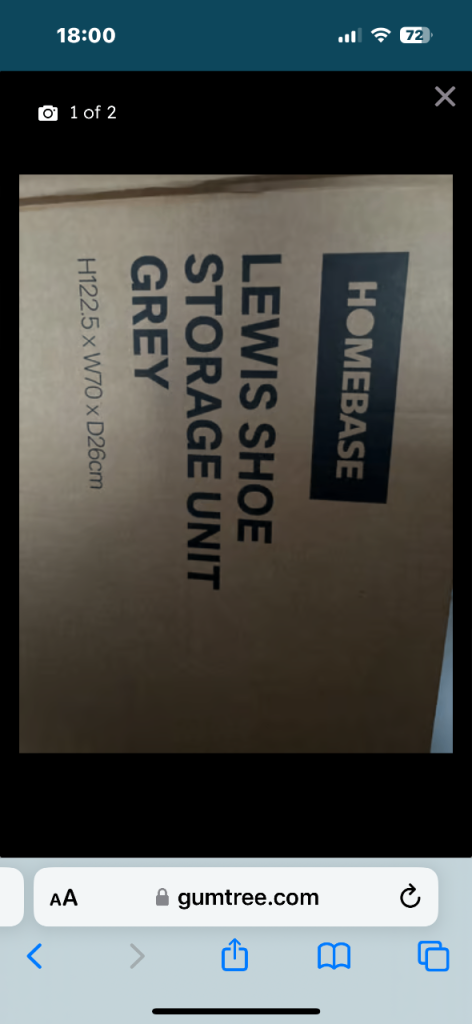Homebase Lewis Grey Shoe Storage Unit - New in Box