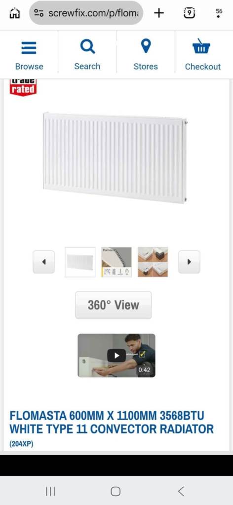 1100 x 600 radiator and thermostat
