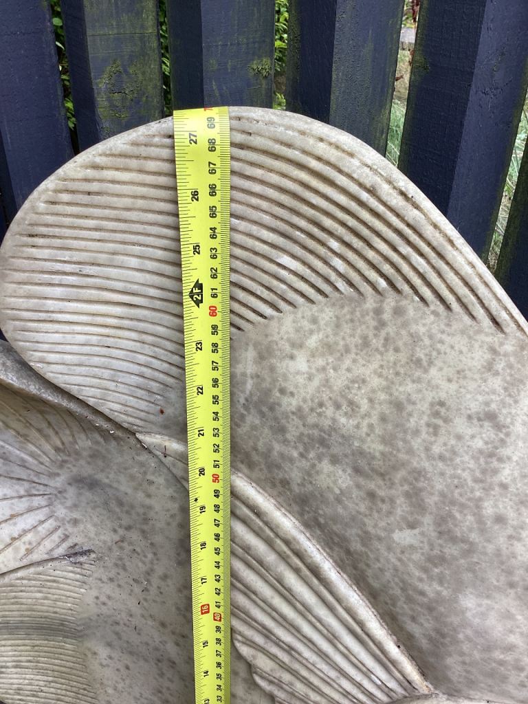 CRUSHED MARBLE FISH GARDEN STATUE , EXTREMELY HEAVY 