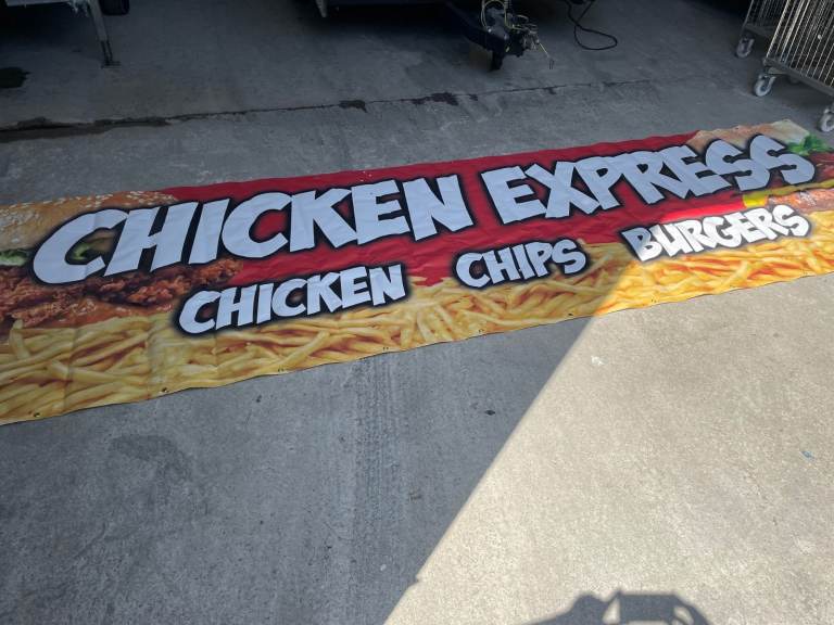 Chicken Express Banner - Outdoor PVC Signage, Good Condition