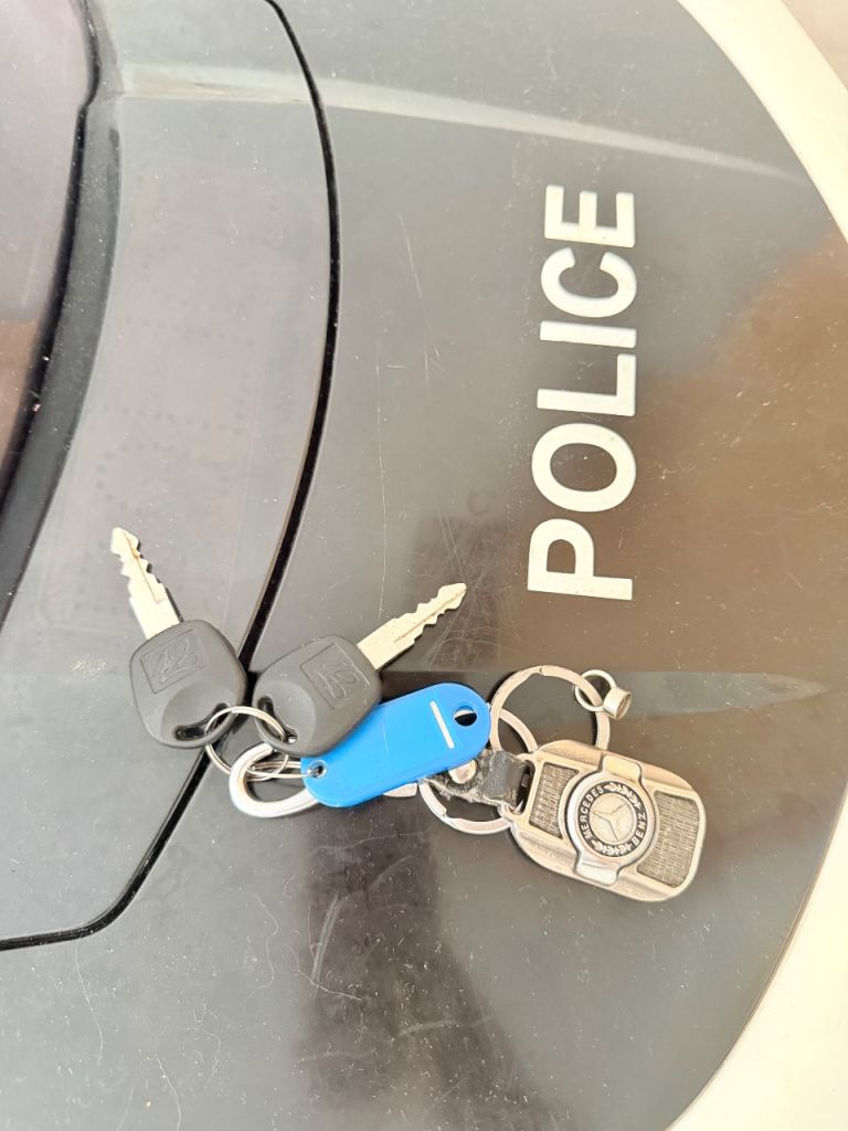 Kids Electric Police Car Ride-On Toy with Keys