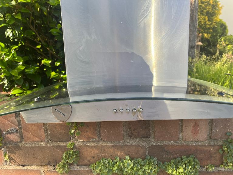 Free SIA 90cm sliver Island Cooker Hood Kitchen Chimney Extractor Fan, Curved Glass