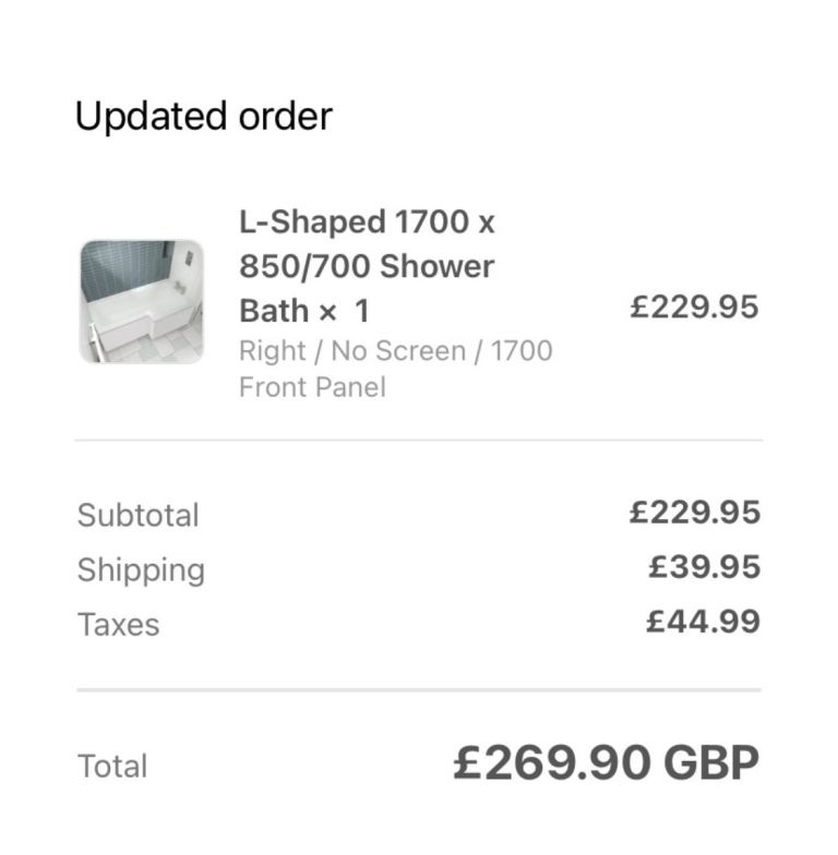 L Shaped Shower Bath and front panel