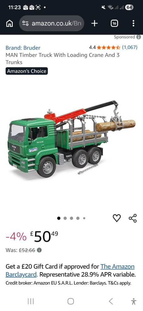 Bruder MAN Timber Truck With Loading Crane And 3 Trunks