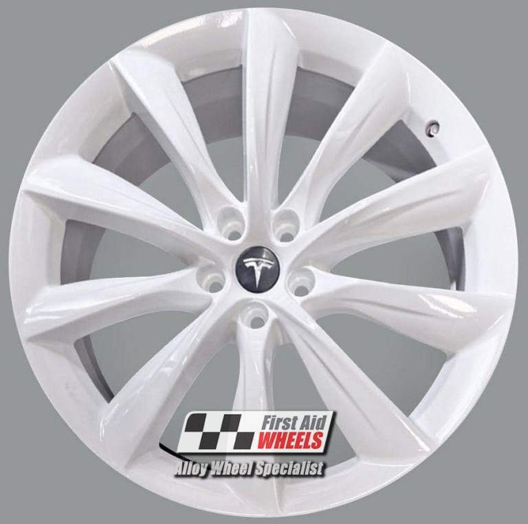 R621W Swap TESLA MODEL X 4x 22'' GENUINE TURBINE GLOSS WHITE ALLOY WHEELS