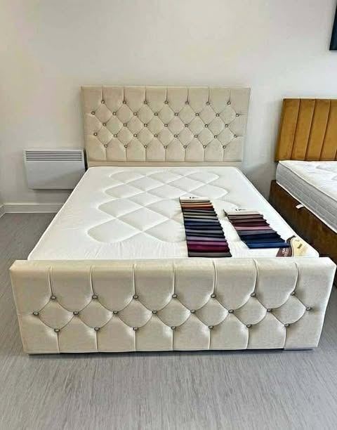 image for Brand New Upholstered Double Bed + Mattress – Luxary All Designs