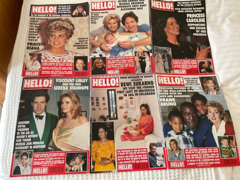 HELLO MAGAZINES Vintage 1990’s nos 238-243 Lots of Nostalgia/Celebrities/Royals etc 