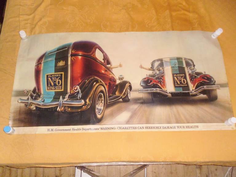 LARGE LATE 1970'S HOT RODS CRUISING PLAYERS NO 6 POSTER ADVERT