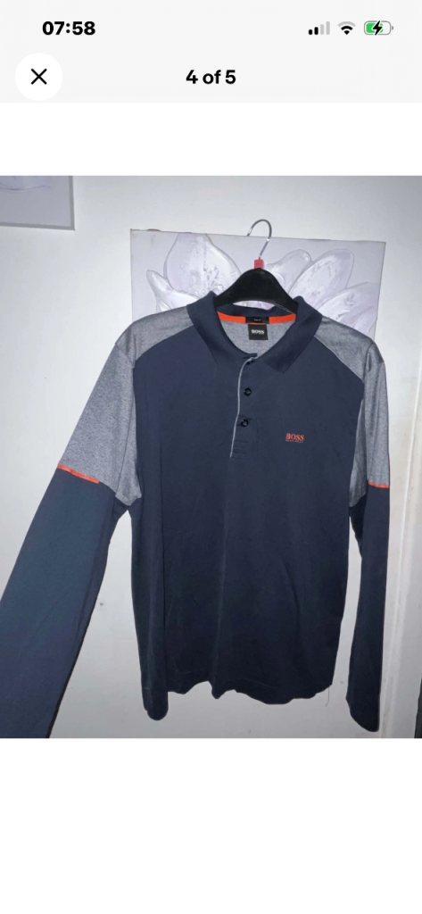 BOSS Hugo Boss Long Sleeve Polo Shirt – Size L, Slim Fit
