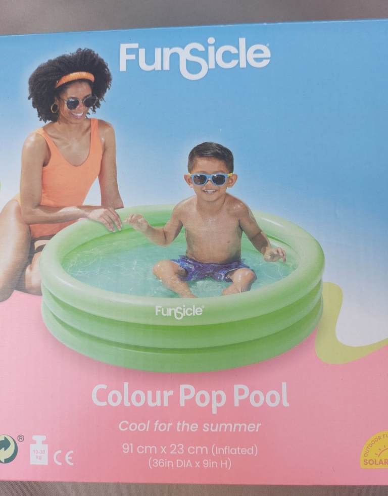 New in box toddler kids 2+ years funsicle 3ft swimming paddling pool 