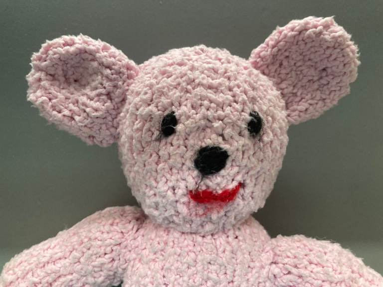 Hand knitted pink Teddy Bear toy – BRAND NEW – post or collect