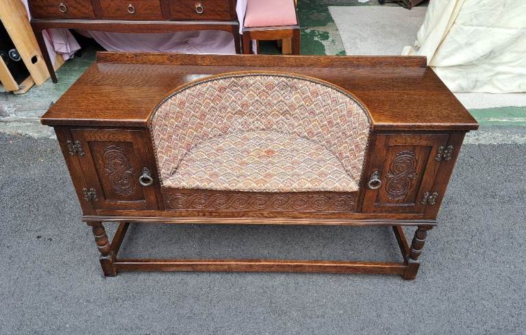 Jaycee Solid Oak Hall Seat Cabinet - similar to Old Charm Style