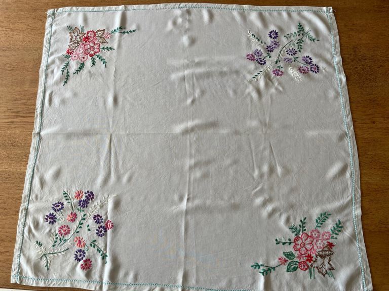 Antique pale green square table cloth