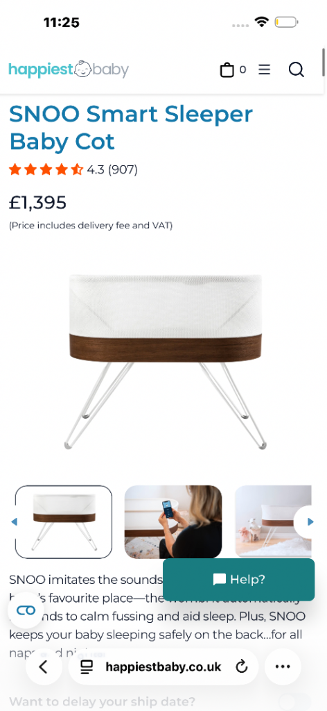 Happiest Baby SNOO Smart Sleeper Baby Cot