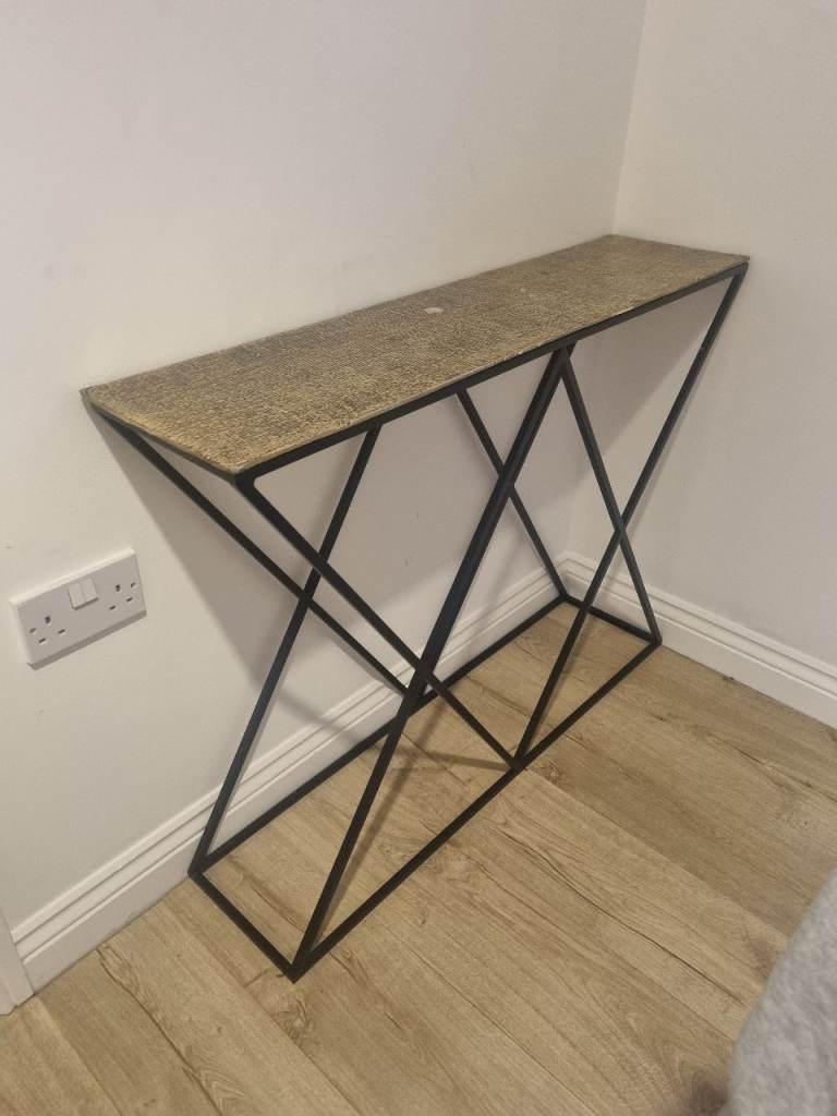 Gold textured console table 
