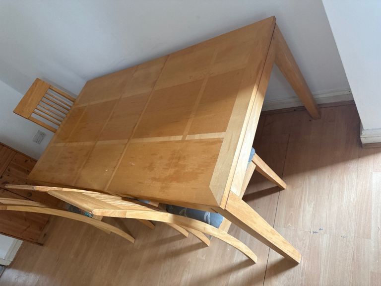 Wooden Dining Table with Matching Chairs – Good Condition
