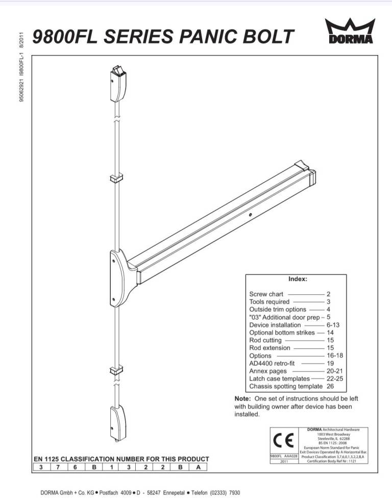 Dorma painc bar fire door opener