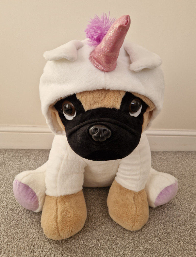 Large unicorn pug dog soft toy