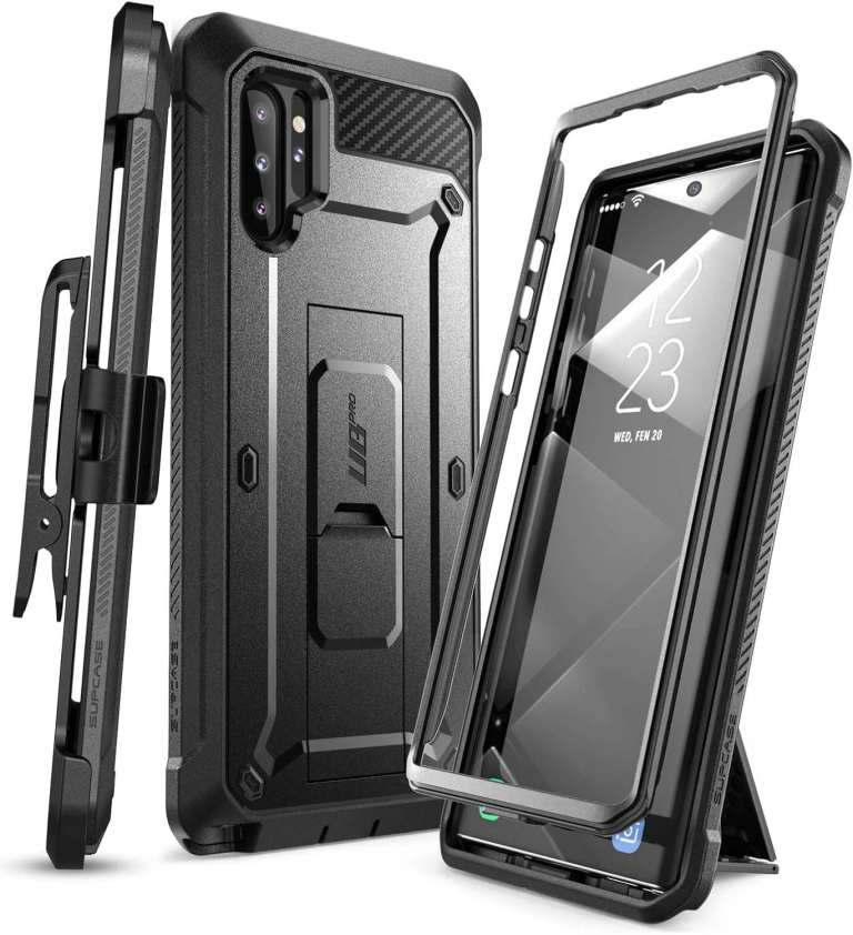Pro Case Samsung Galaxy Note 10 Plus/Note 10 Plus 5G, FullBody Rugged Holster & Kickstand (Black)