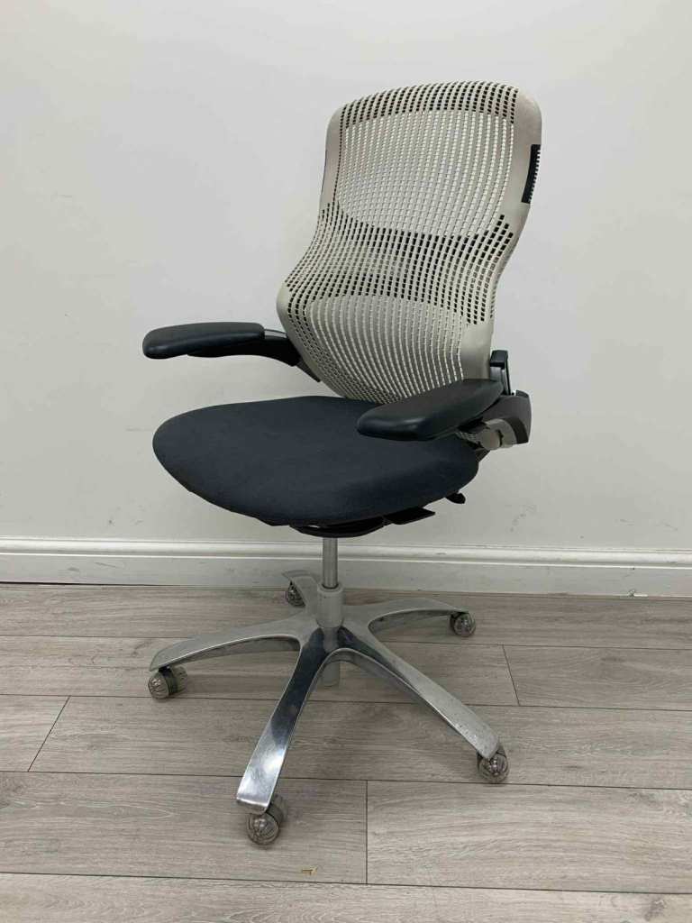 Walter Knoll Generation Ergonomic Chair, Adjustable, White / Grey, Chrome Swivel Base