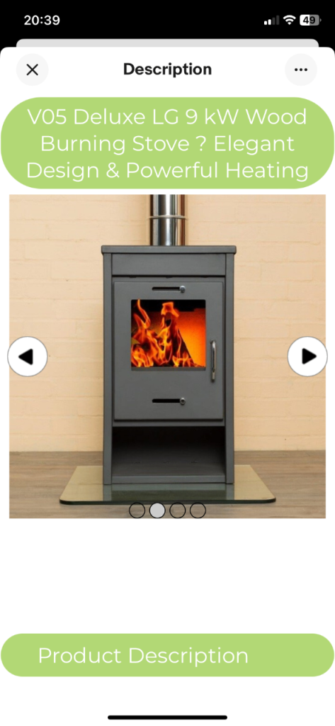 image for Wood burner new with 2 x flue extensions bargain at £480