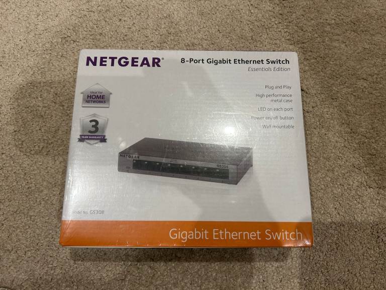 NEW SEALED - NETGEAR 8 Port Gigabit Network Switch (GS308) - Ethernet Switch - Ethernet Splitter
