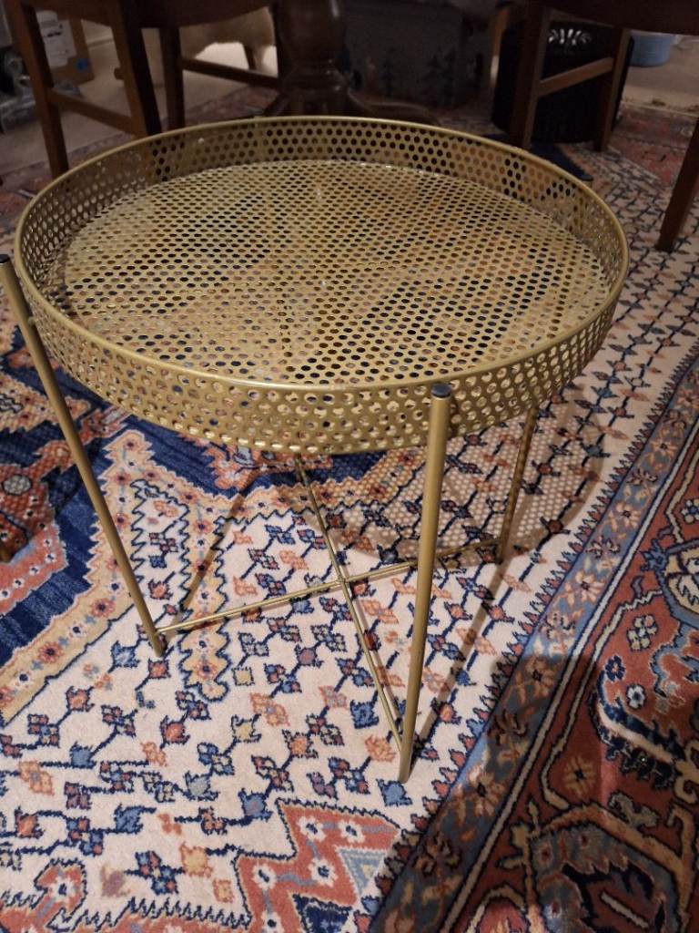 Brass effect side tables with tray