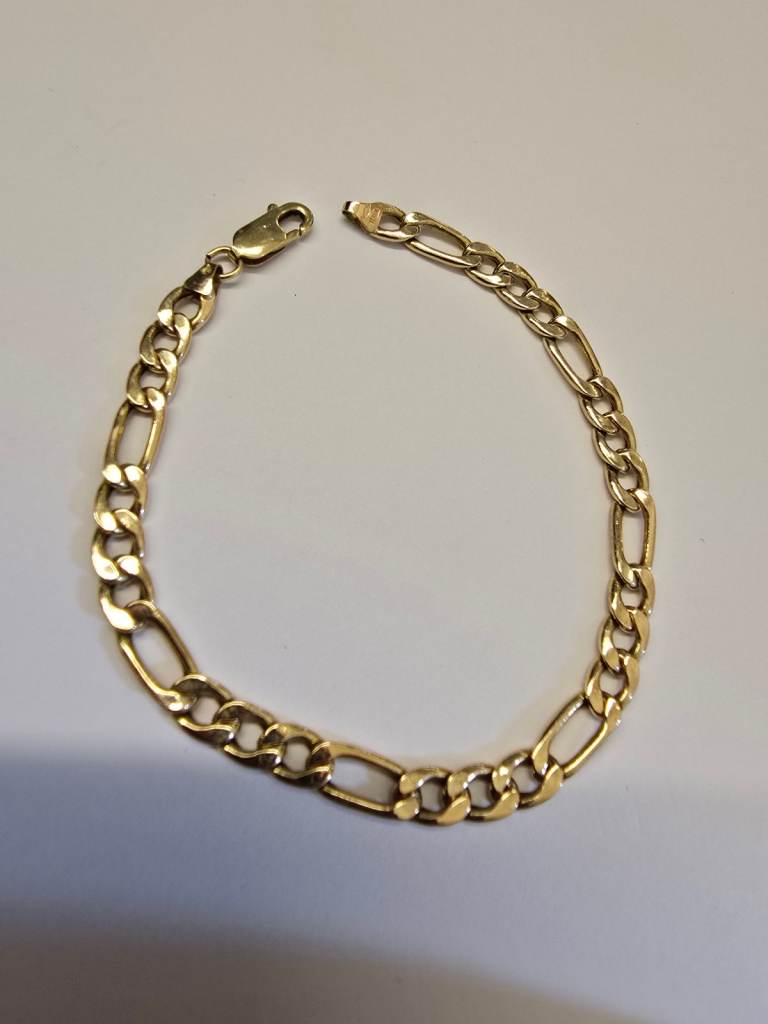 9CT GOLD 7" FIGARO BRACELET