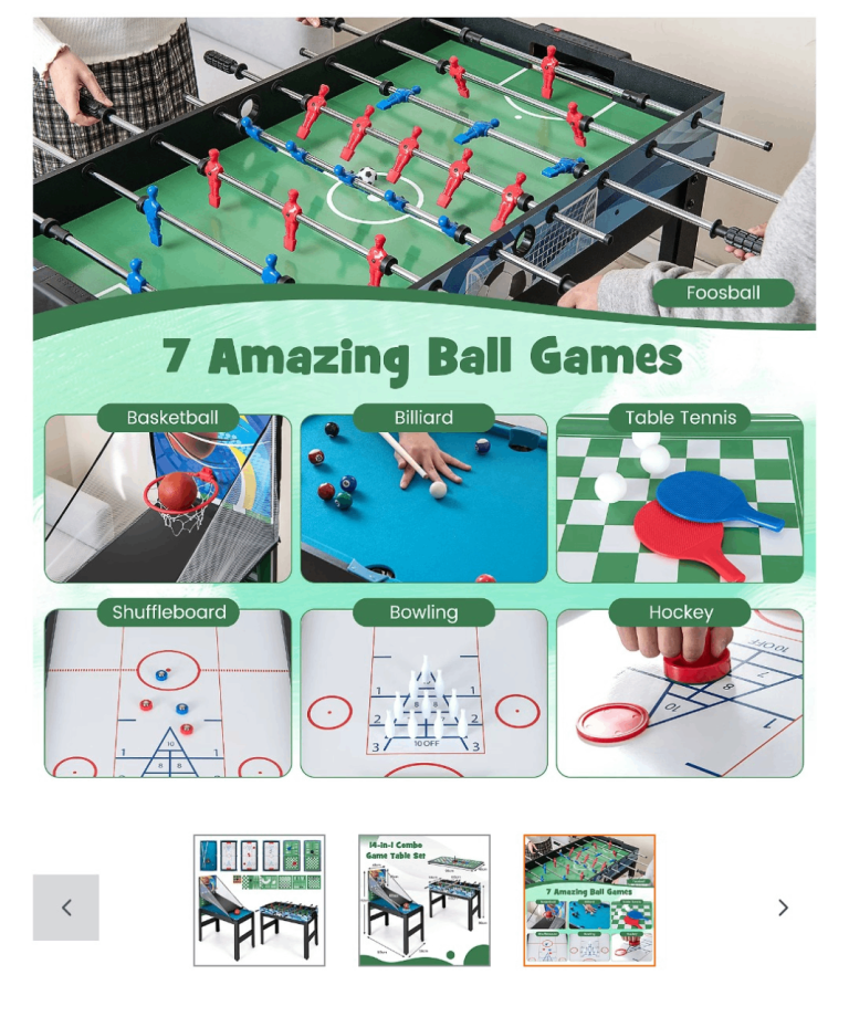 Costway 14-In-1 Game Table w/Basketball Billiards Foosball Ping Pong Hockey Shuffleboard