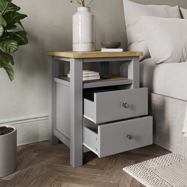 Bedside Table with Oak Top and Two Drawers - BRAND NEW (BOXED) | in ...