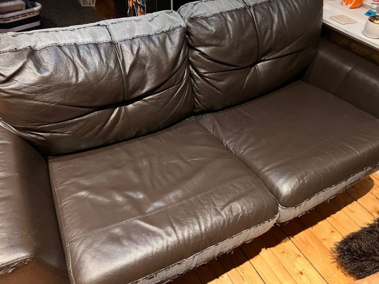 Free: Dark brown leather sofa bed, pickup only