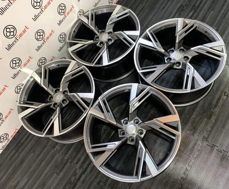 BRAND NEW 18" 19" 20" AUDI RS V3 STYLE ALLOY WHEELS - GLOSS GREY POLISHED - 5 X 112