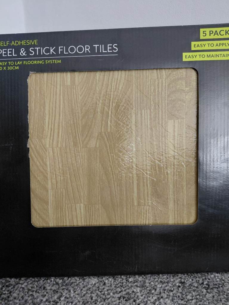 New Self-Adhesive Peel & Stick Floor Tiles - 5 Pack
