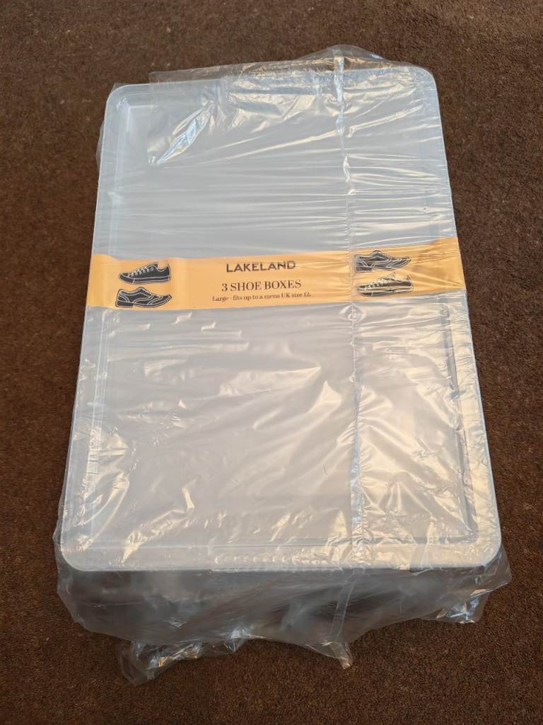 Lakeland Clear Shoe Storage Boxes – Pack of 3, New
