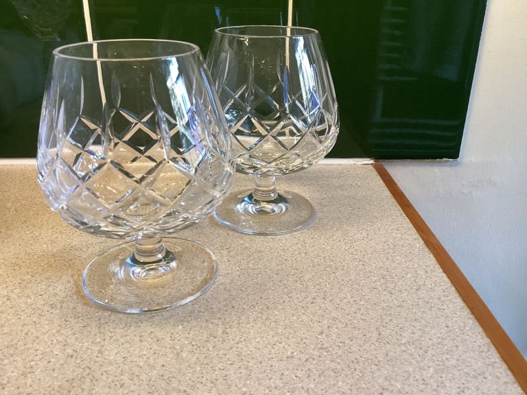 Pair of Cut Glass Brandy Excellent Condition