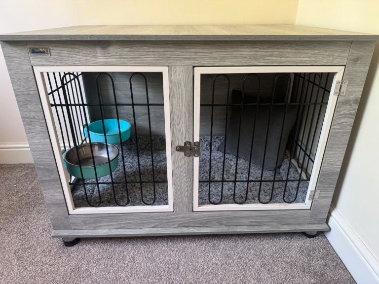 PawHut Dog Crate in Grey including new bedding 