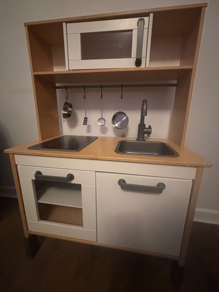 IKEA Duktig Wooden Play Kitchen + Food & Utensils Bundle