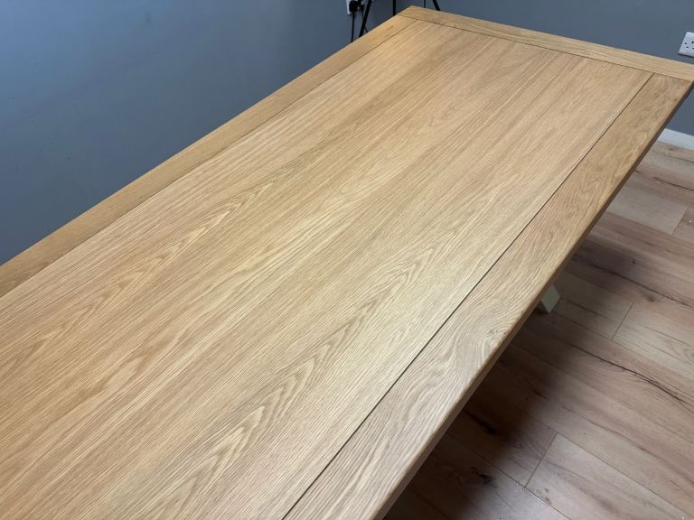 Wayfair Longview Oak Solid Wood Dining Table Buttermilk Cream X Cross Legs rrp £850