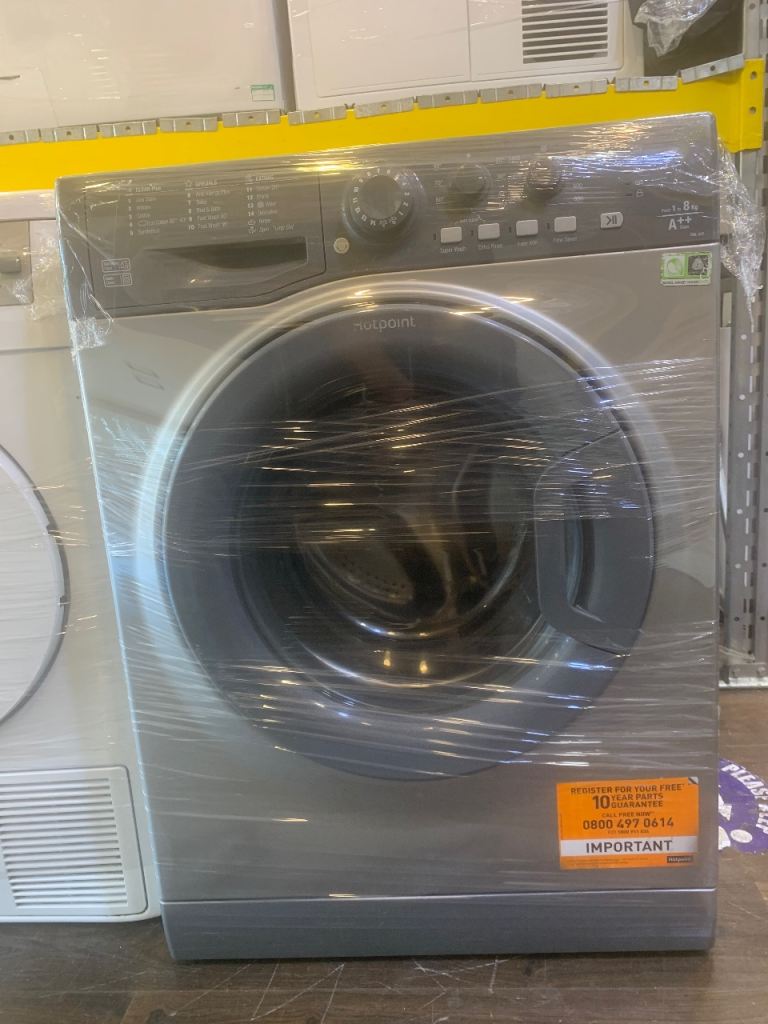 HOTPOINT 8kg washing machine silver 1400spin in fully working order 