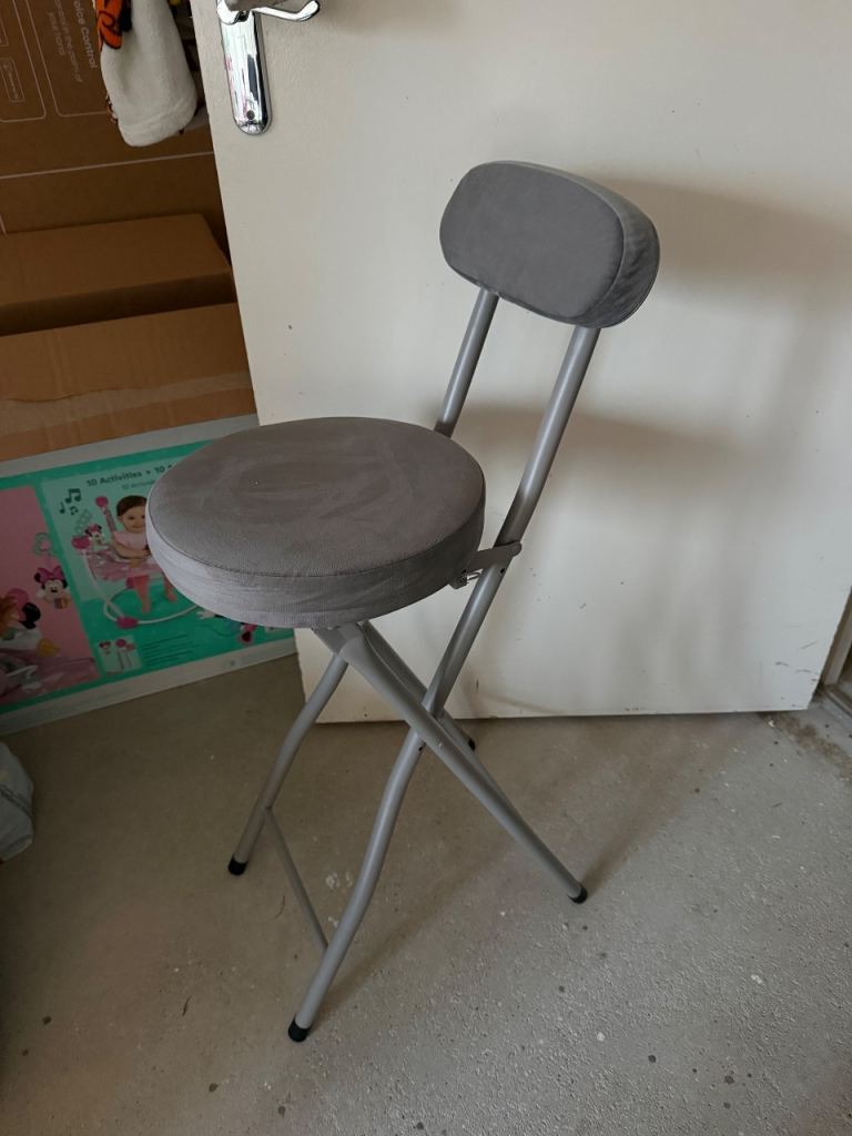 Bar stool grey fabric foldable